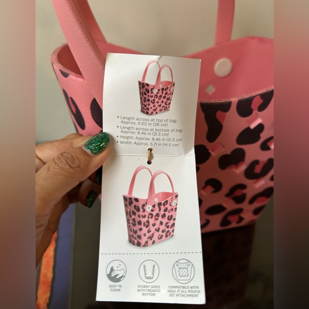 Mini Pink Leopard-Print Tote Bag - Women's Fashion Handbag - Picture 3 of 5